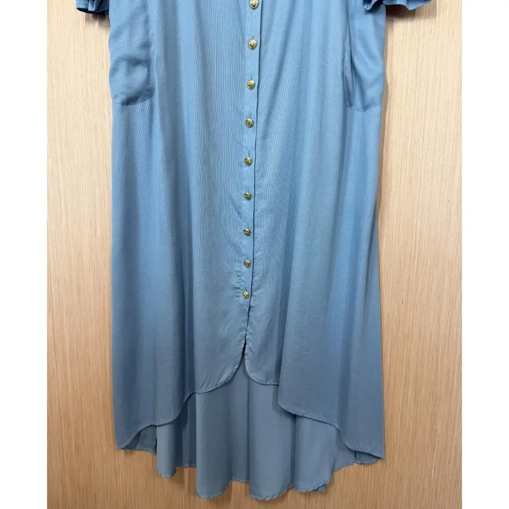 NWOT Soft Surroundings Tencel High Low Maxi Dress Size XL Button Front Pockets - Picture 4 of 12